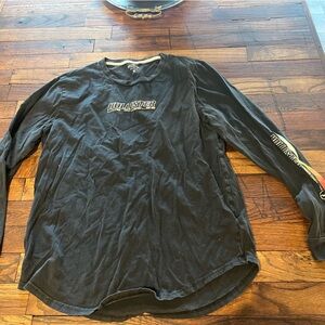 Hollister Black Long Sleeve with Red and Yellow Gradient